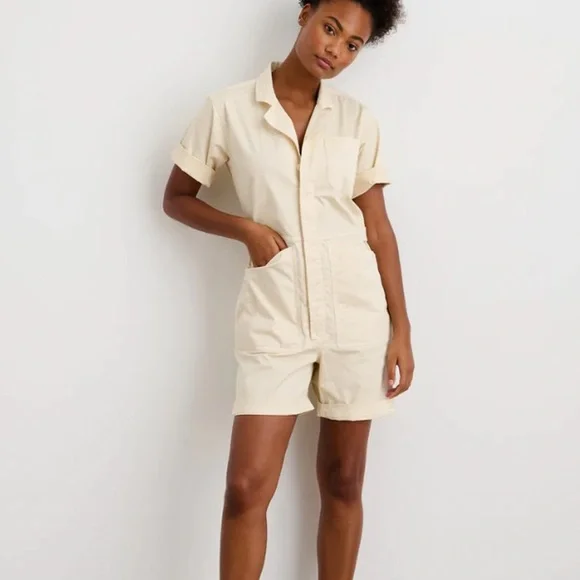 Alex Mill Tan Short Sleeve Jumpsuit - Picture 1 of 6